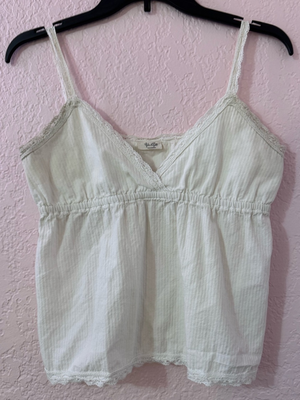 Brandy Melville White Lace-Trim Tank